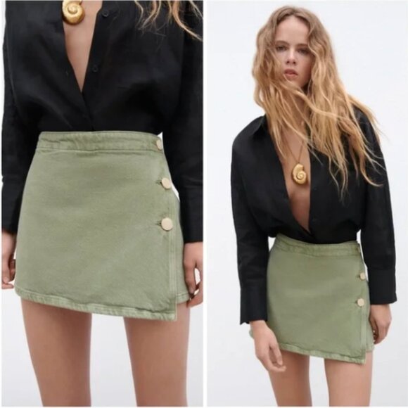 Zara Pants - Zara olive denim wrap over skort
